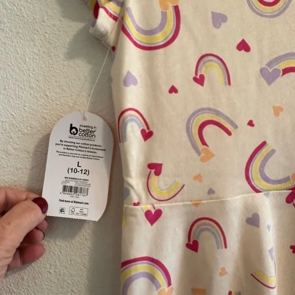 Wonder Nation Multicolor Rainbow Summer Play Dress Size Large 10-12 Pockets NWT - Picture 9 of 14